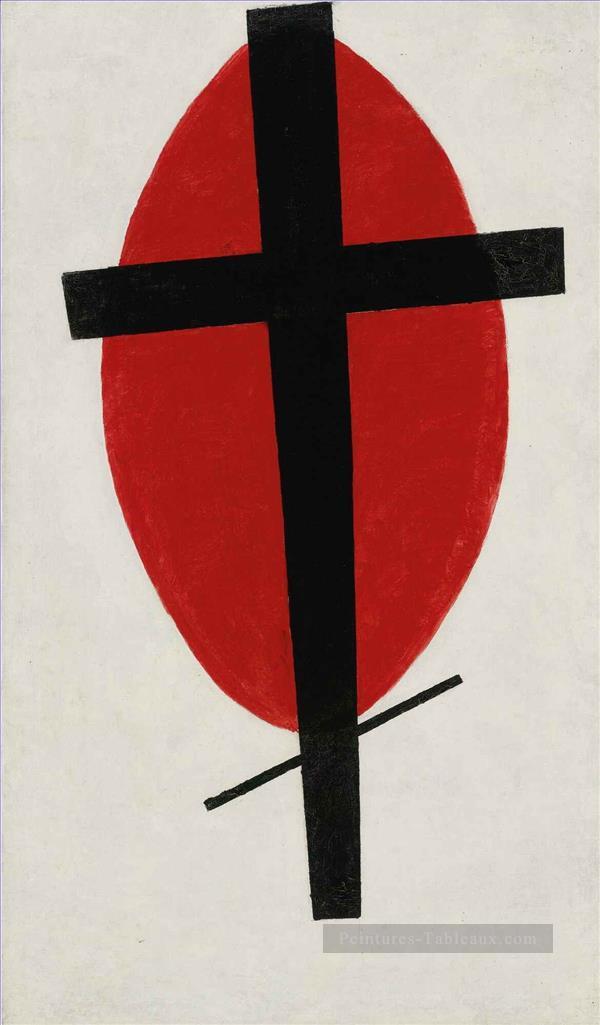 MYSTIC SUPREMATISM BLACK CROSS ON RED OVAL Kazimir Malevich Peintures à l'huile